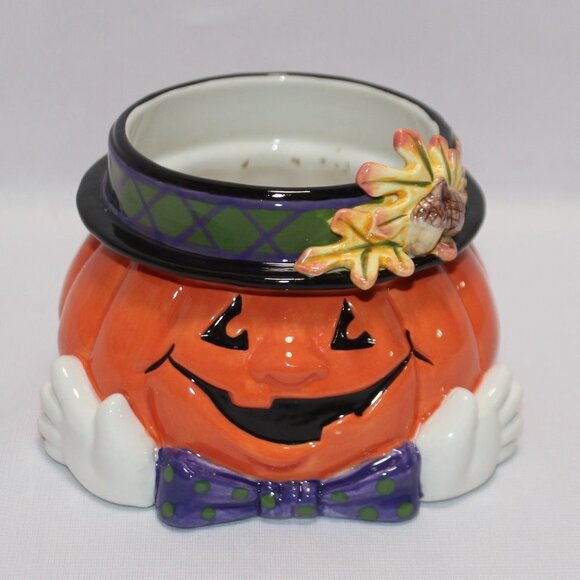 Fitz & Floyd Essentials Derby Hat Pumpkin Candle Cup without Candle - Picture 11 of 14